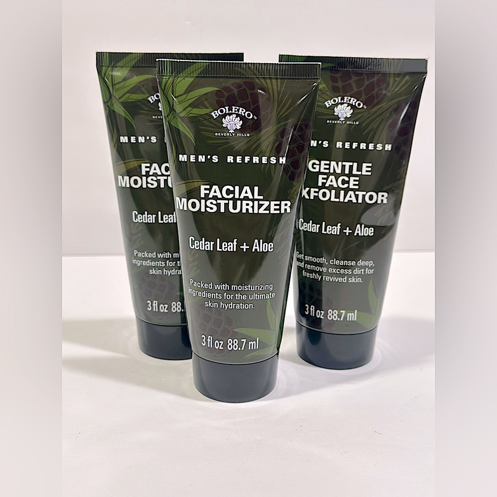Bolero Men's Refresh Facial Moisturizer Cedar Leaf + Aloe - Set of 3